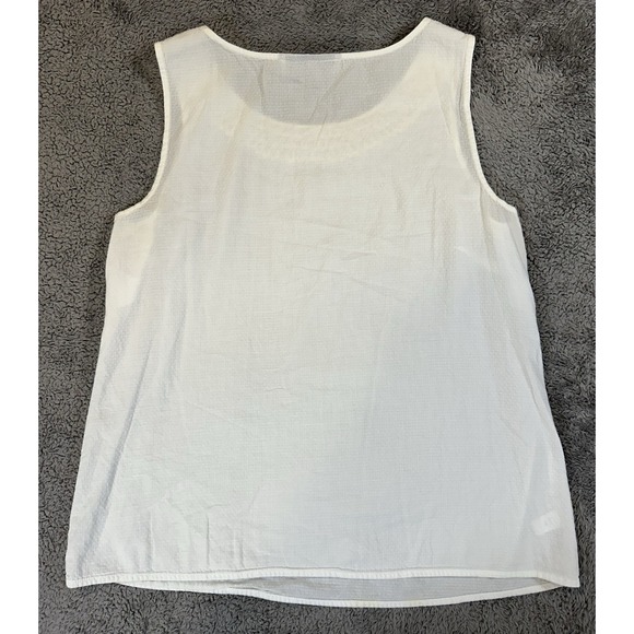 Loft Tank Top Womens Medium White Beaded Trim Casual Knit Lightweight Blouse - Picture 8 of 8